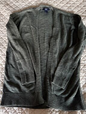 GAP Olive Green Knit Open Cardigan